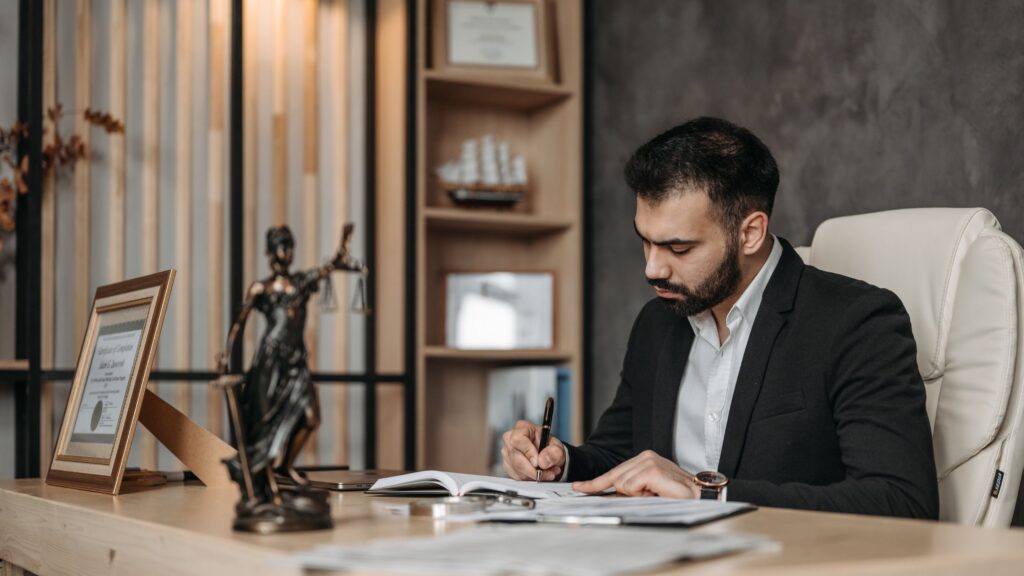 An advocate preparing for his case